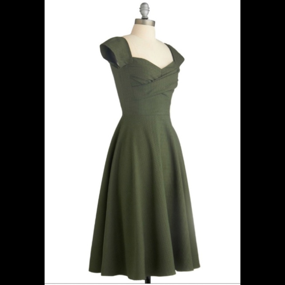 Stop Staring Madstyle olive herringbone dress